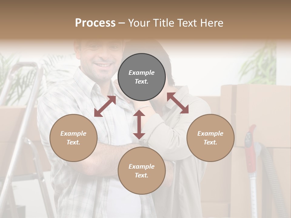 A Man And A Woman Standing In Front Of Moving Boxes PowerPoint Template