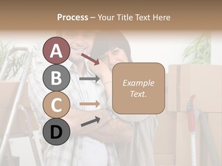 A Man And A Woman Standing In Front Of Moving Boxes PowerPoint Template