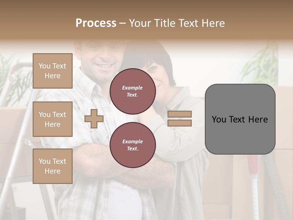 A Man And A Woman Standing In Front Of Moving Boxes PowerPoint Template