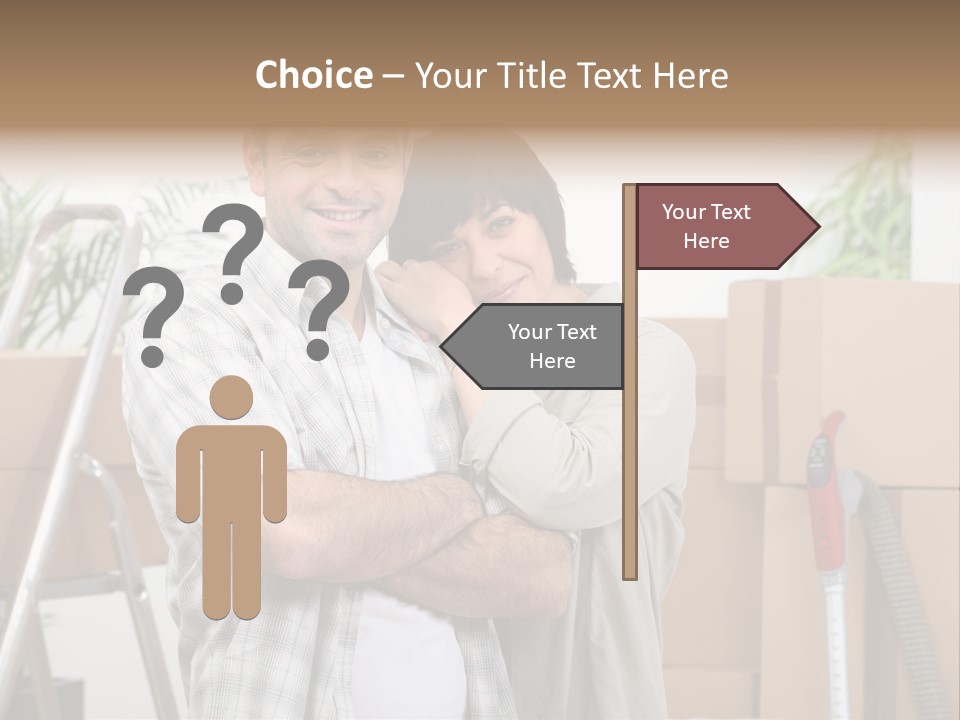 A Man And A Woman Standing In Front Of Moving Boxes PowerPoint Template