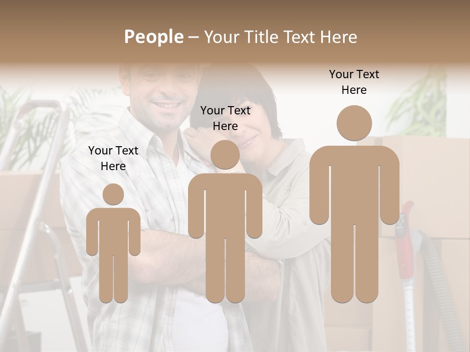 A Man And A Woman Standing In Front Of Moving Boxes PowerPoint Template