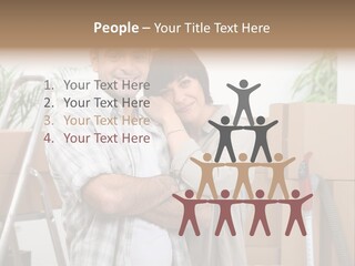 A Man And A Woman Standing In Front Of Moving Boxes PowerPoint Template