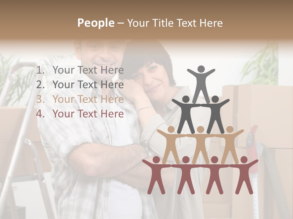 A Man And A Woman Standing In Front Of Moving Boxes PowerPoint Template