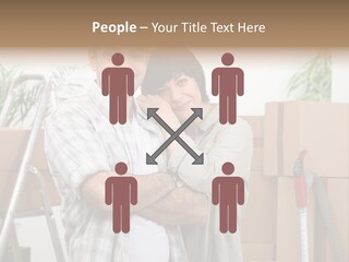 A Man And A Woman Standing In Front Of Moving Boxes PowerPoint Template