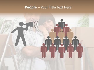 A Man And A Woman Standing In Front Of Moving Boxes PowerPoint Template