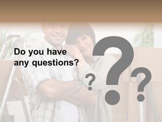 A Man And A Woman Standing In Front Of Moving Boxes PowerPoint Template