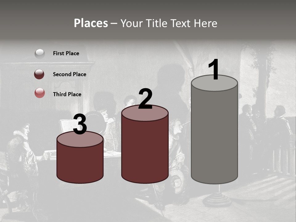 A Black And White Photo Of People In A Room PowerPoint Template