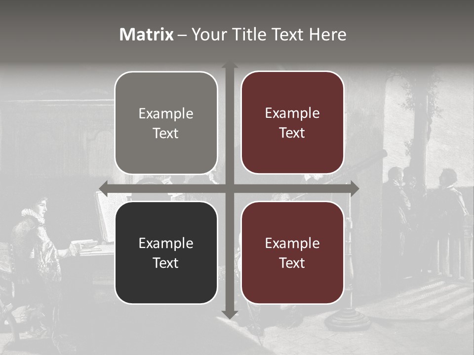 A Black And White Photo Of People In A Room PowerPoint Template