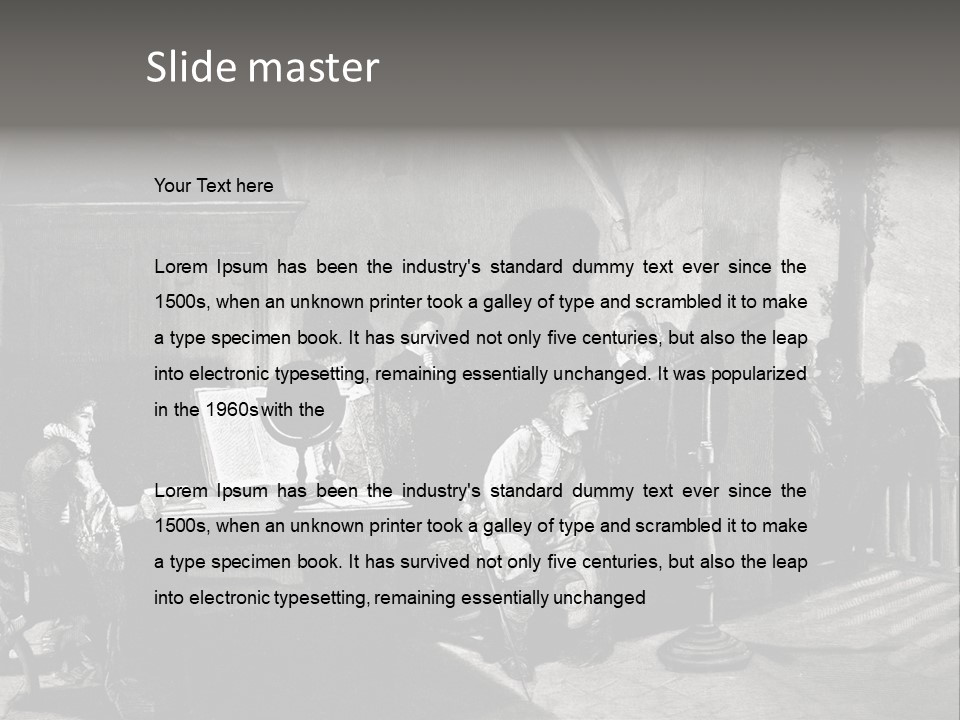 A Black And White Photo Of People In A Room PowerPoint Template