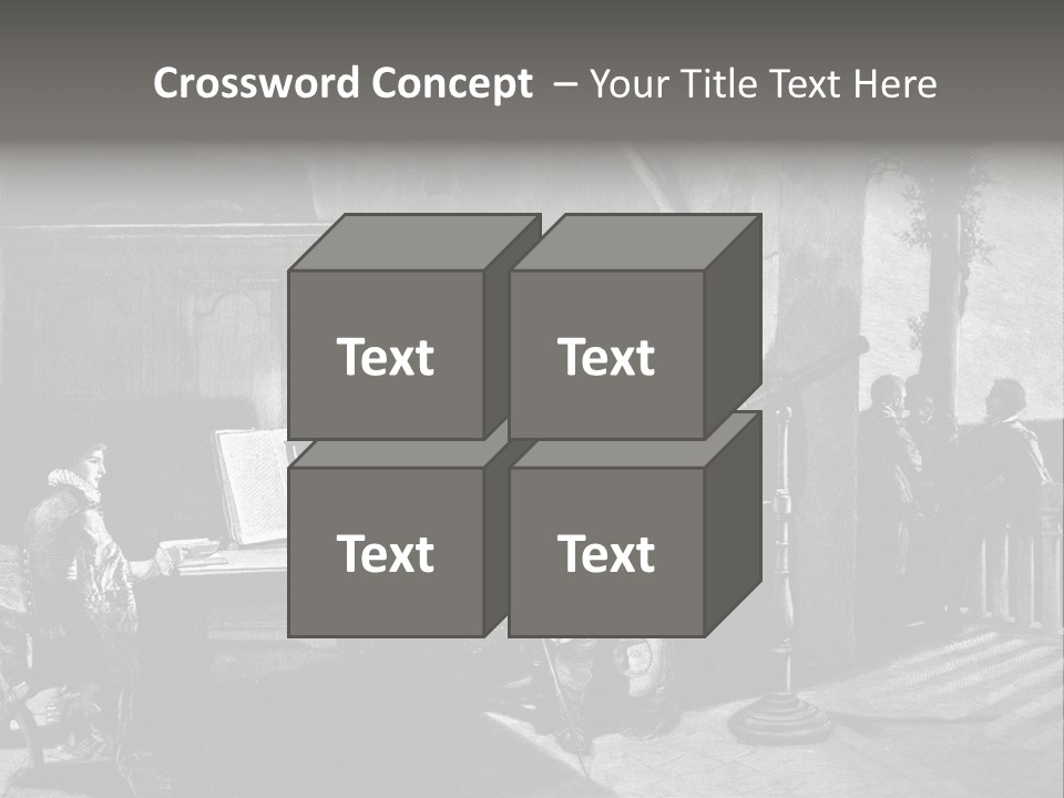 A Black And White Photo Of People In A Room PowerPoint Template