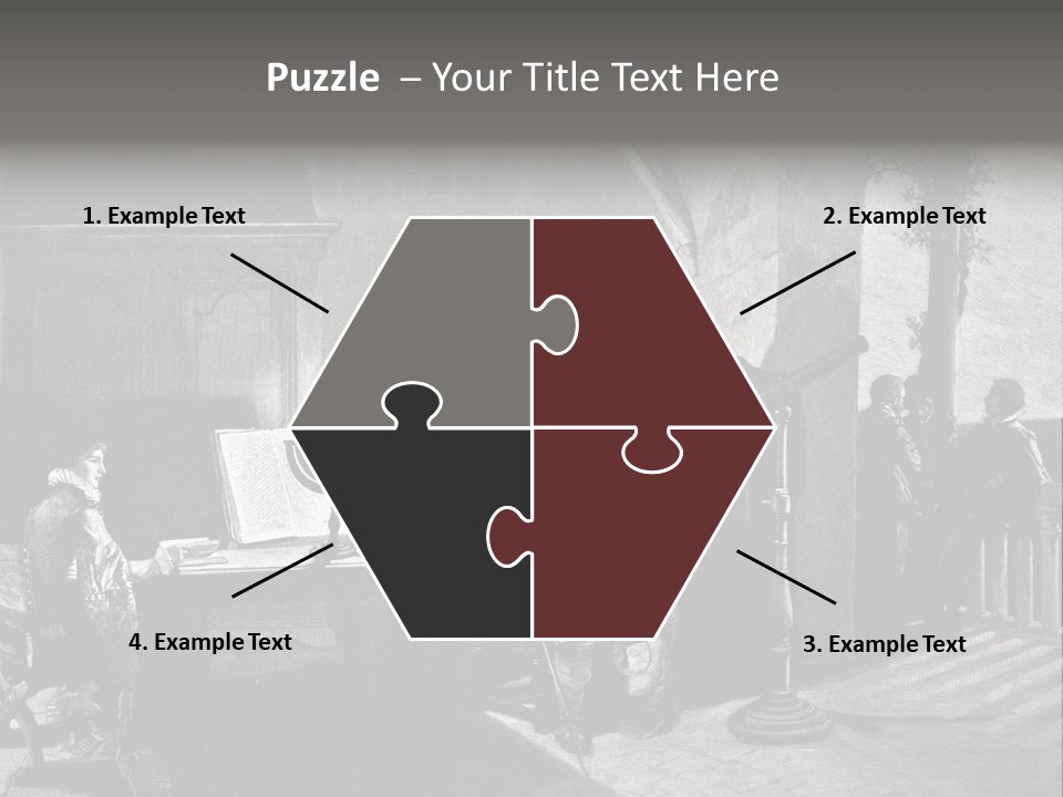 A Black And White Photo Of People In A Room PowerPoint Template