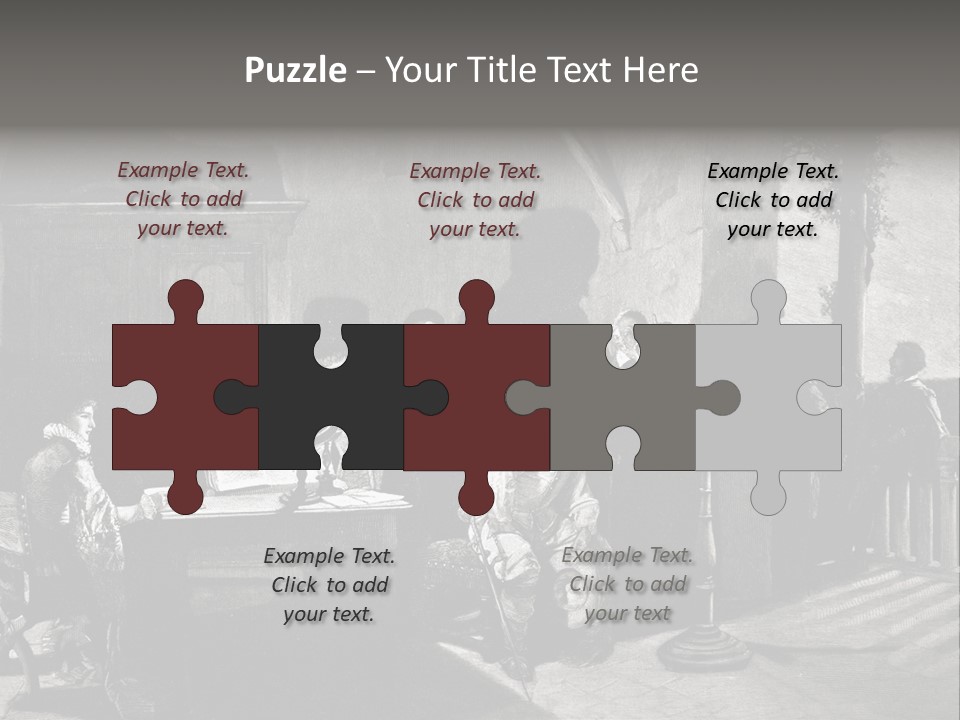 A Black And White Photo Of People In A Room PowerPoint Template