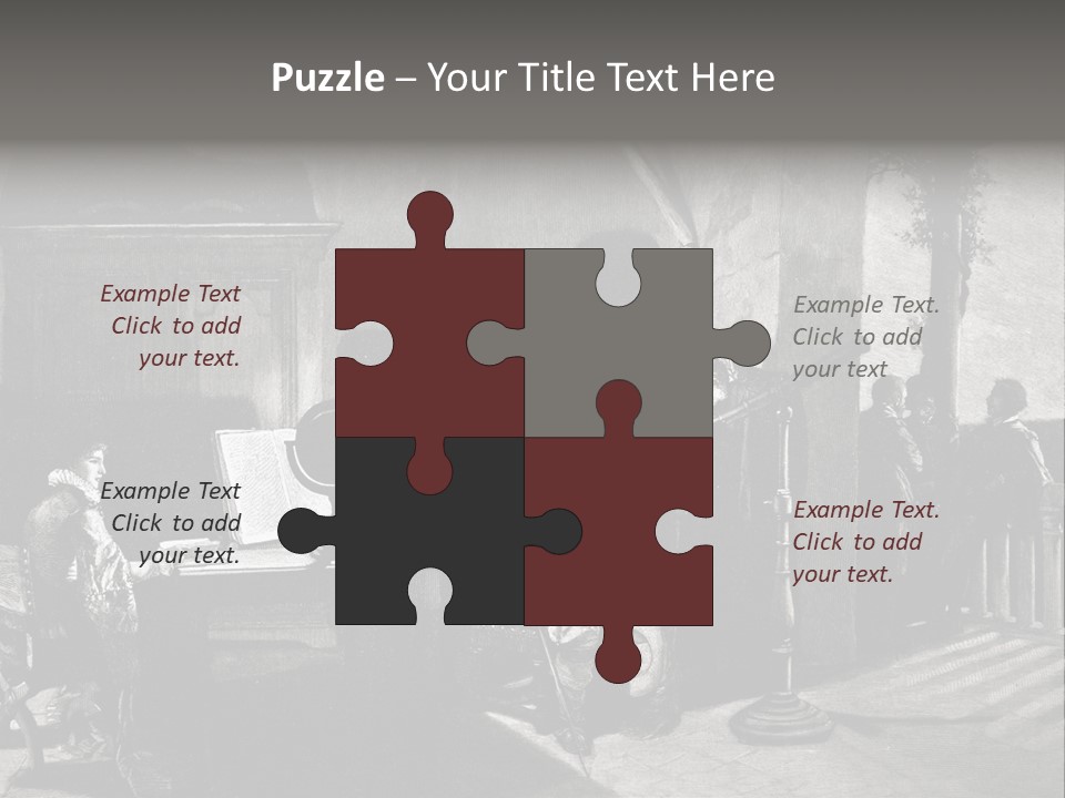 A Black And White Photo Of People In A Room PowerPoint Template