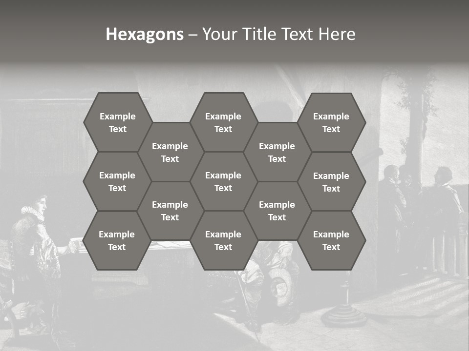 A Black And White Photo Of People In A Room PowerPoint Template