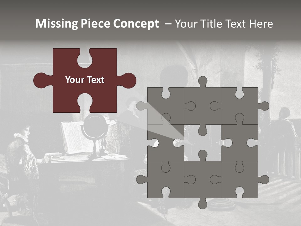 A Black And White Photo Of People In A Room PowerPoint Template