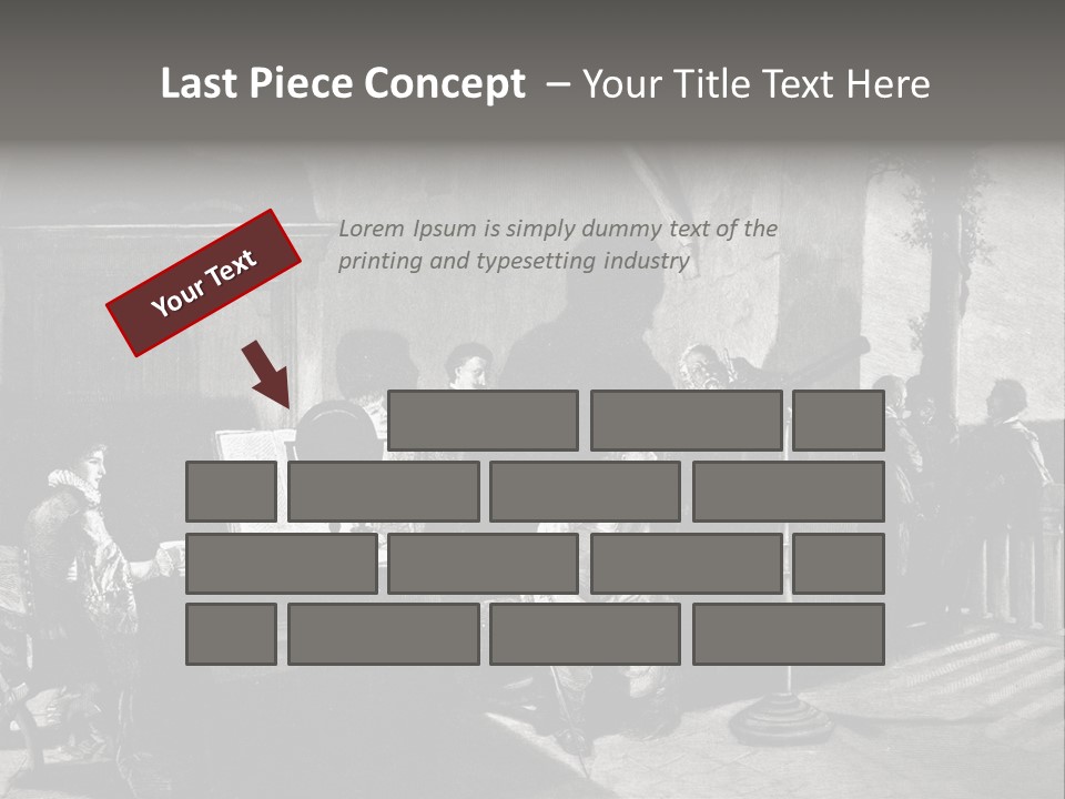 A Black And White Photo Of People In A Room PowerPoint Template