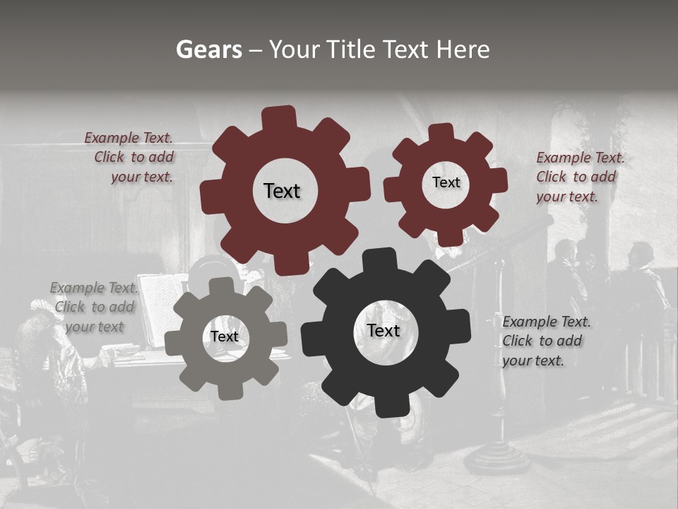 A Black And White Photo Of People In A Room PowerPoint Template