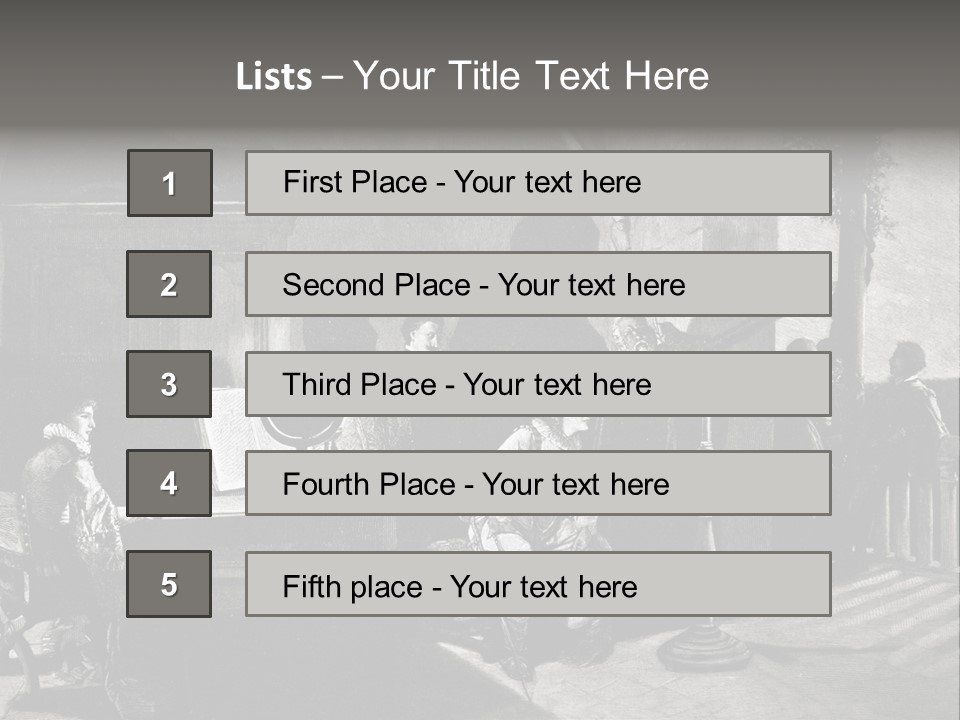 A Black And White Photo Of People In A Room PowerPoint Template
