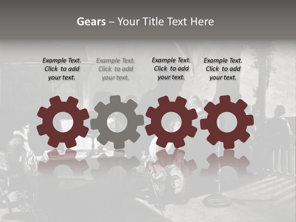 A Black And White Photo Of People In A Room PowerPoint Template