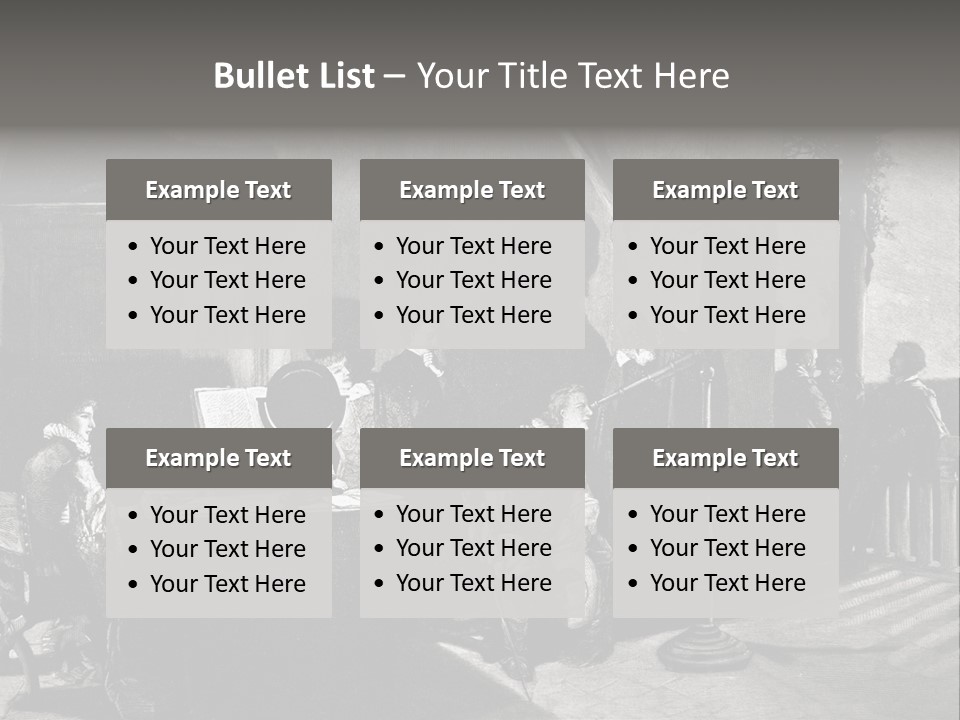 A Black And White Photo Of People In A Room PowerPoint Template