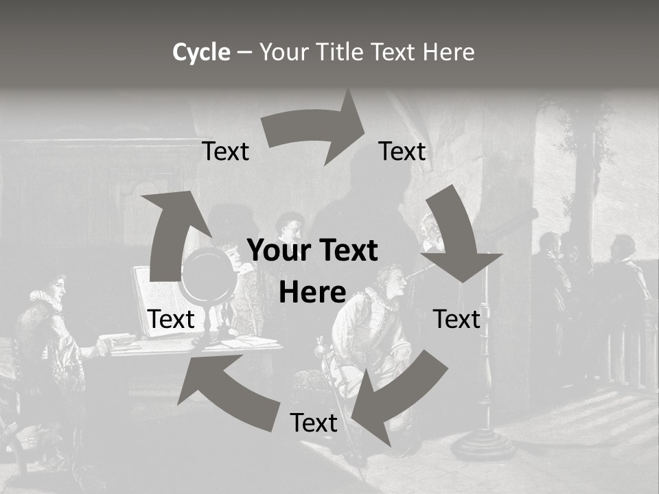 A Black And White Photo Of People In A Room PowerPoint Template