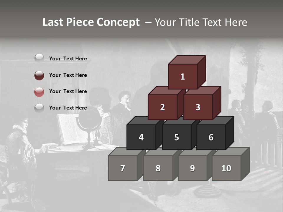 A Black And White Photo Of People In A Room PowerPoint Template