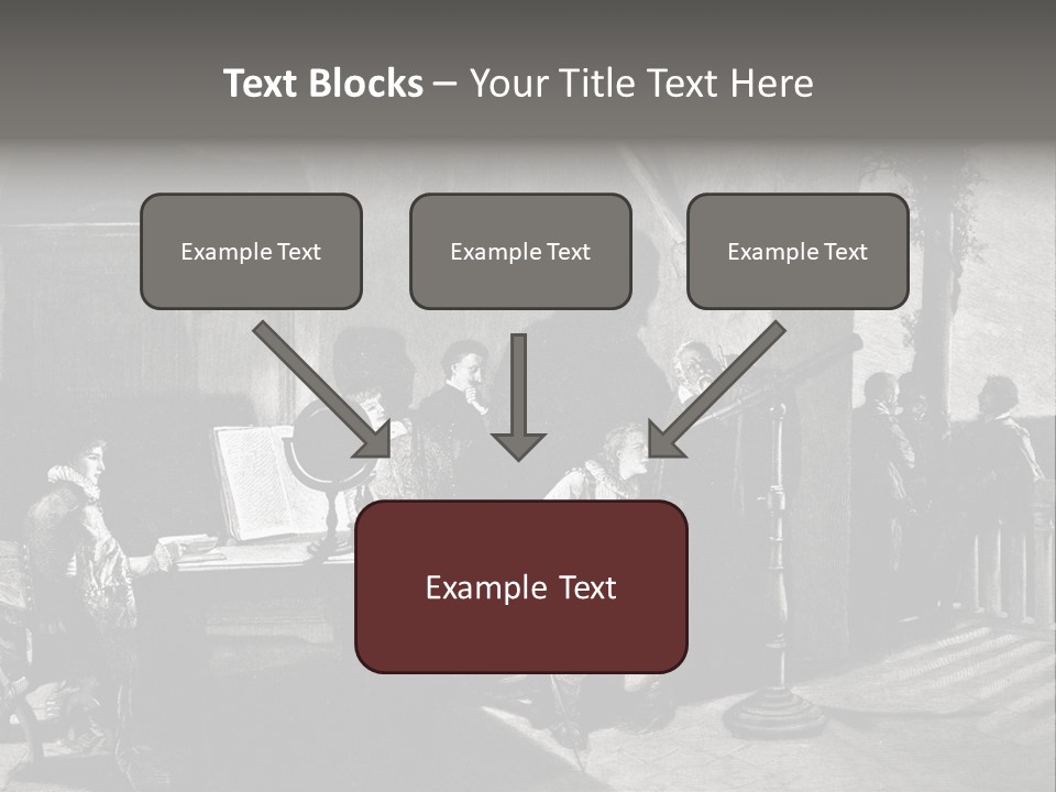 A Black And White Photo Of People In A Room PowerPoint Template