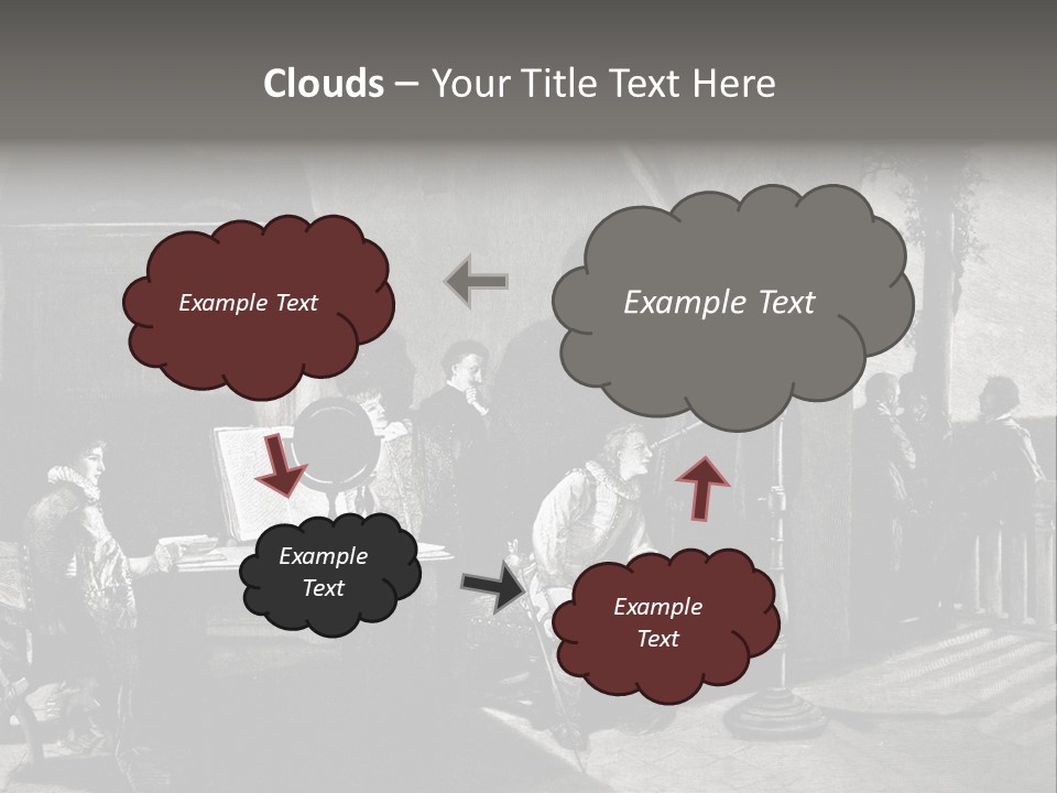 A Black And White Photo Of People In A Room PowerPoint Template