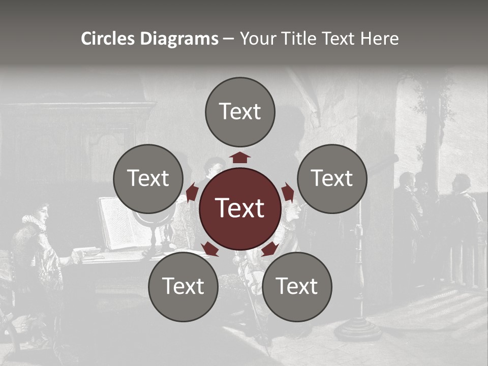 A Black And White Photo Of People In A Room PowerPoint Template