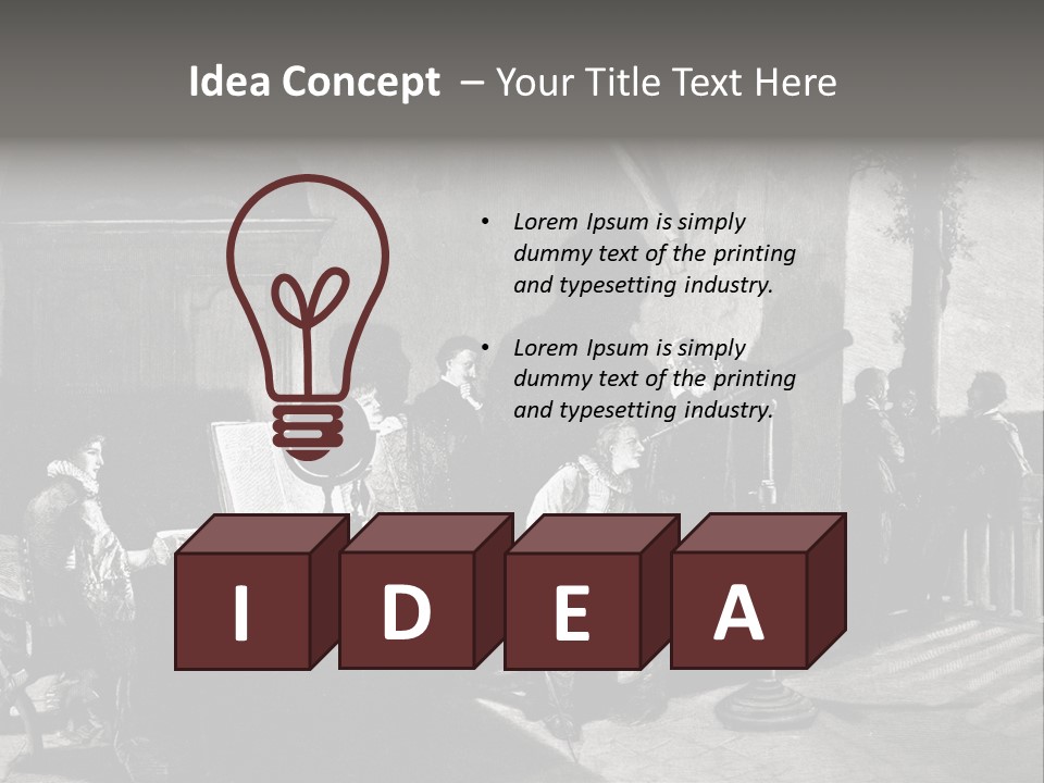 A Black And White Photo Of People In A Room PowerPoint Template