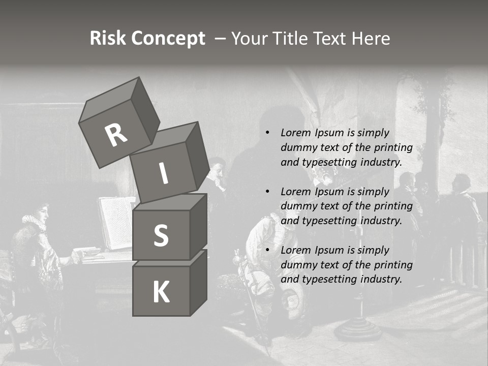 A Black And White Photo Of People In A Room PowerPoint Template