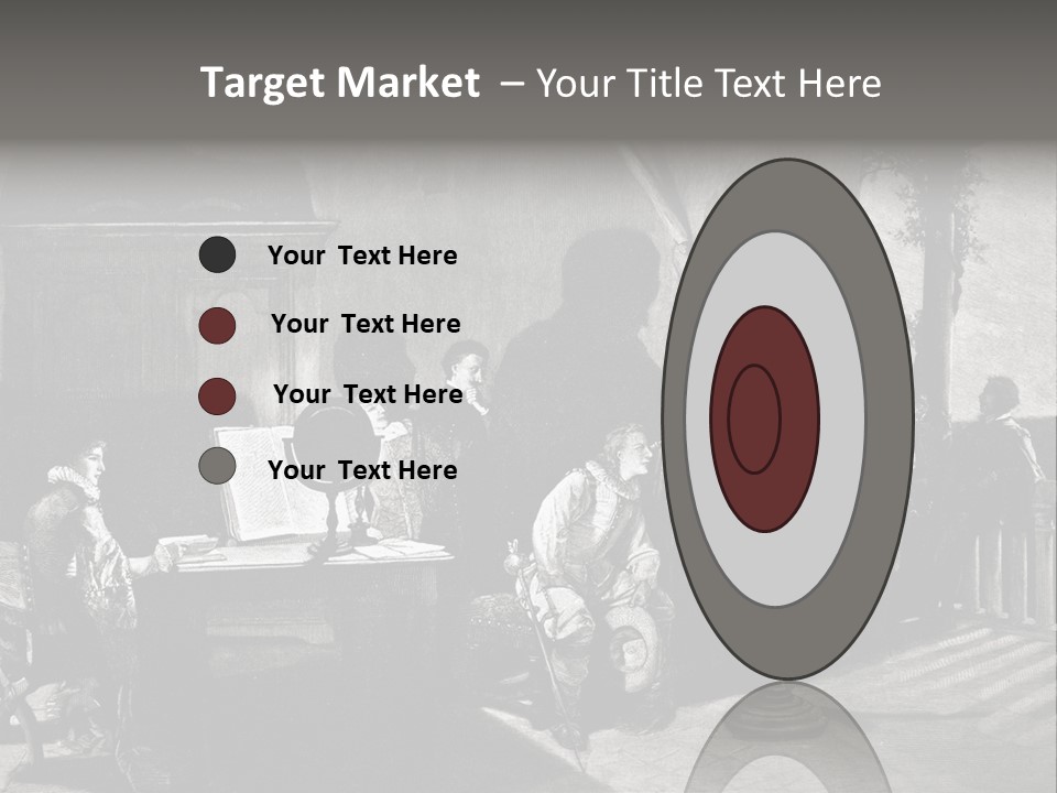 A Black And White Photo Of People In A Room PowerPoint Template