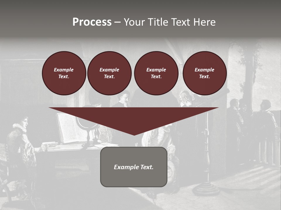 A Black And White Photo Of People In A Room PowerPoint Template