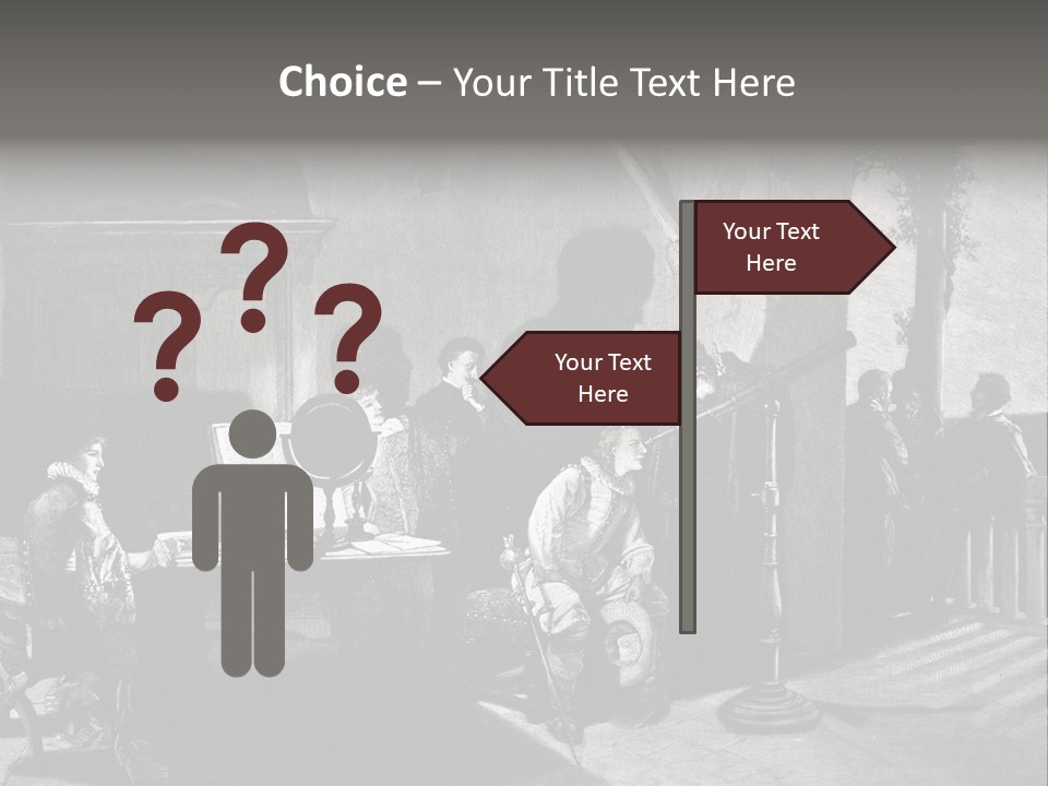 A Black And White Photo Of People In A Room PowerPoint Template