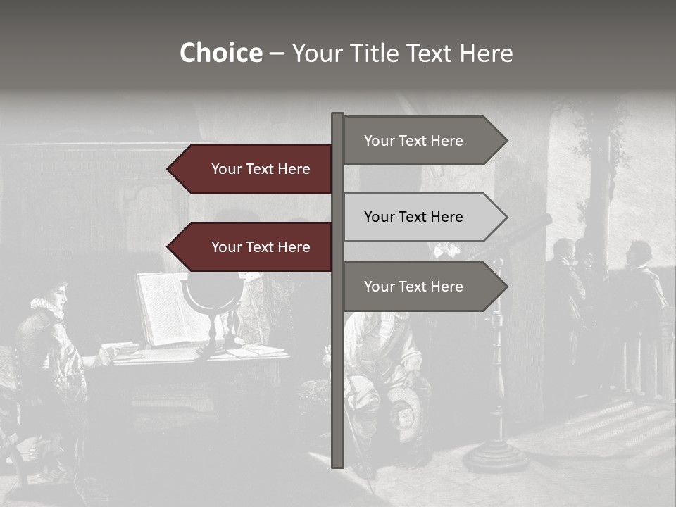 A Black And White Photo Of People In A Room PowerPoint Template