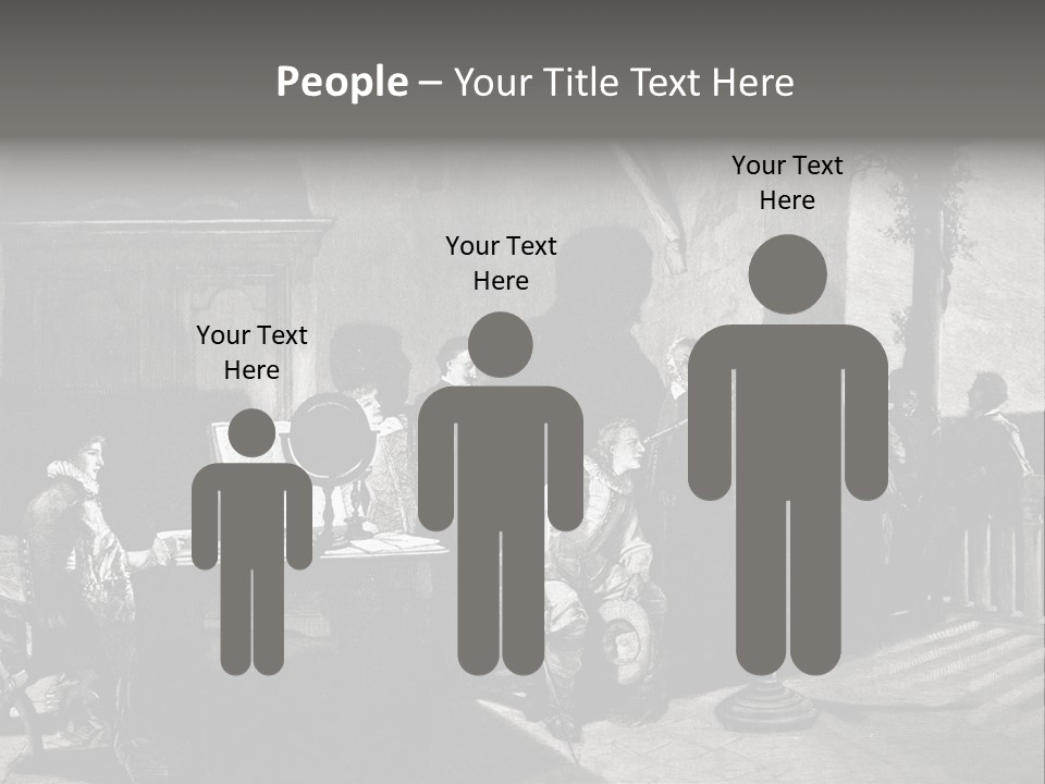A Black And White Photo Of People In A Room PowerPoint Template