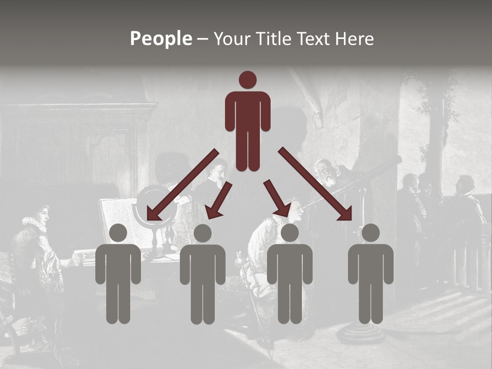 A Black And White Photo Of People In A Room PowerPoint Template