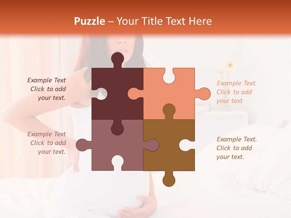 A Pregnant Woman Sitting On A Bed With Her Hands On Her Hips PowerPoint Template