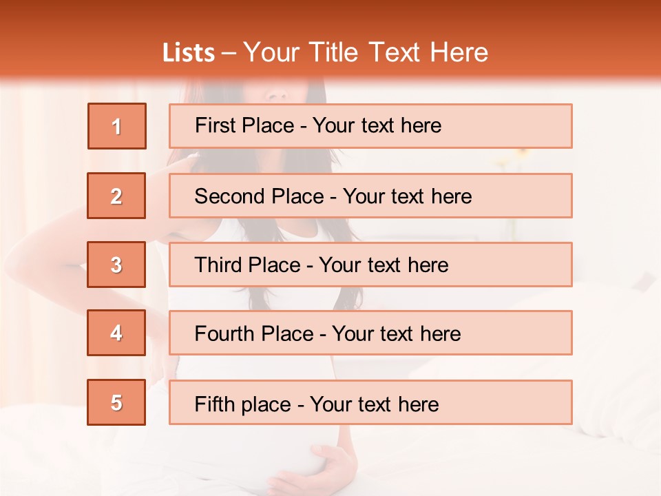 A Pregnant Woman Sitting On A Bed With Her Hands On Her Hips PowerPoint Template