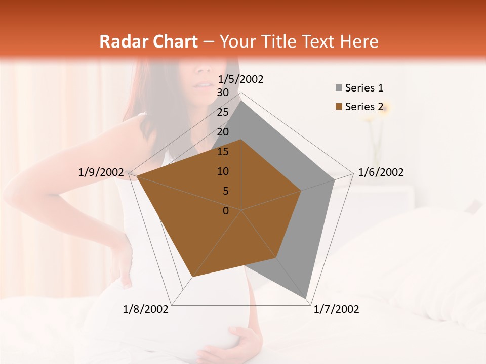 A Pregnant Woman Sitting On A Bed With Her Hands On Her Hips PowerPoint Template
