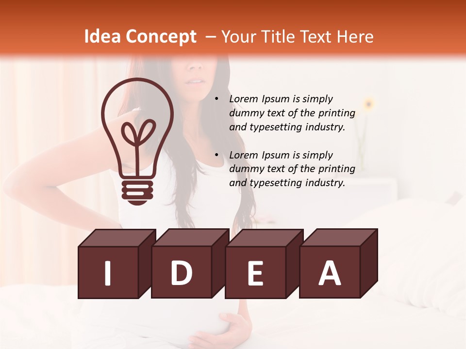 A Pregnant Woman Sitting On A Bed With Her Hands On Her Hips PowerPoint Template