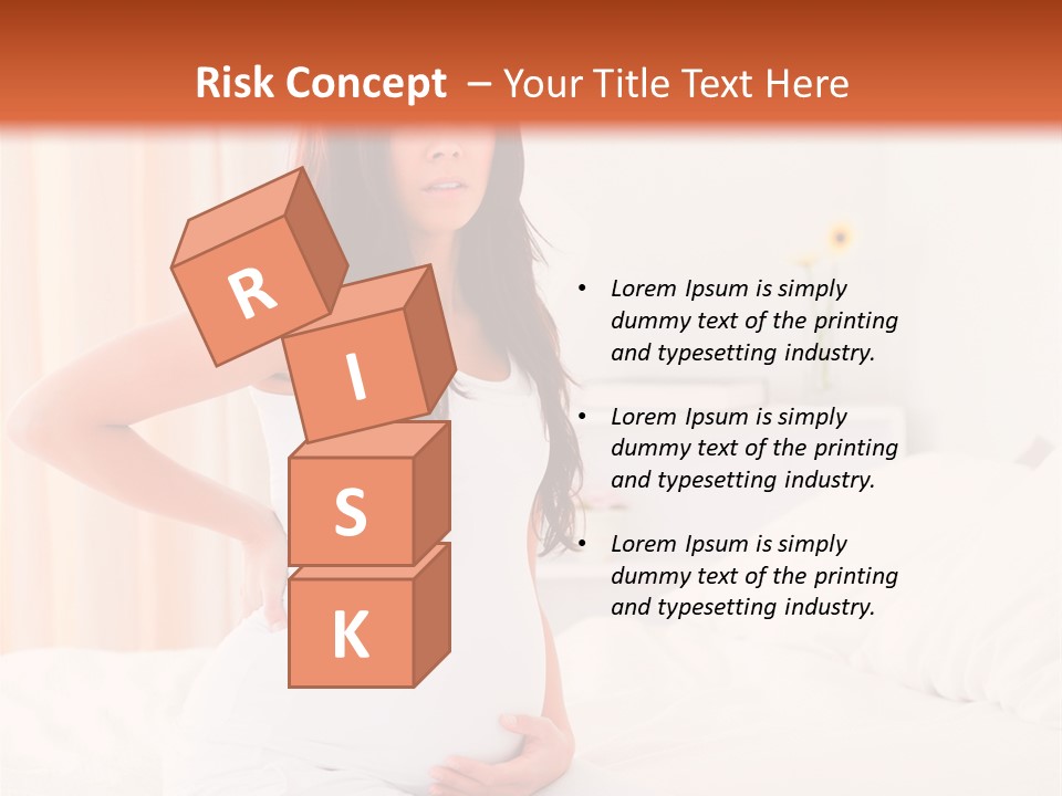 A Pregnant Woman Sitting On A Bed With Her Hands On Her Hips PowerPoint Template