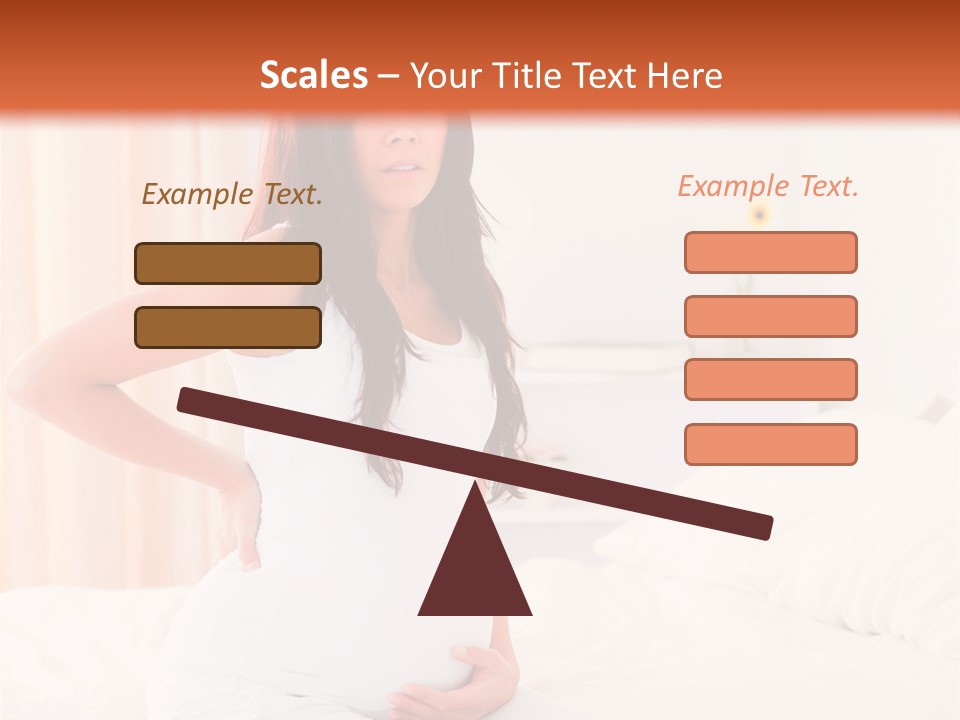 A Pregnant Woman Sitting On A Bed With Her Hands On Her Hips PowerPoint Template