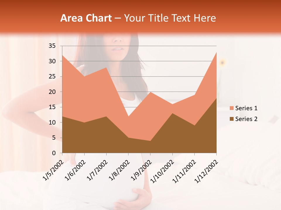 A Pregnant Woman Sitting On A Bed With Her Hands On Her Hips PowerPoint Template