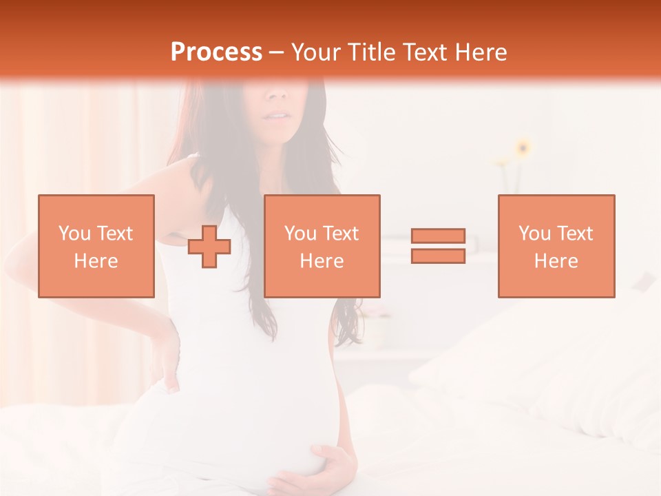 A Pregnant Woman Sitting On A Bed With Her Hands On Her Hips PowerPoint Template