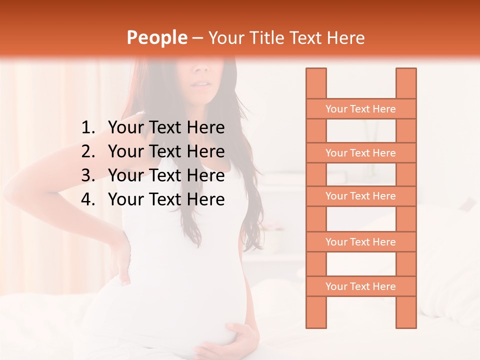 A Pregnant Woman Sitting On A Bed With Her Hands On Her Hips PowerPoint Template