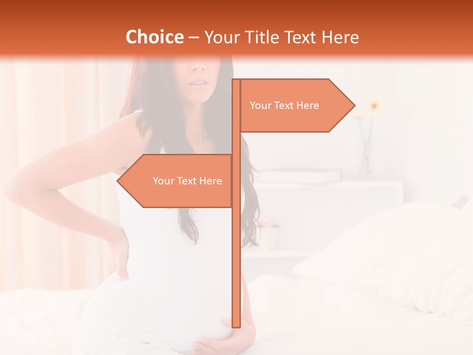 A Pregnant Woman Sitting On A Bed With Her Hands On Her Hips PowerPoint Template
