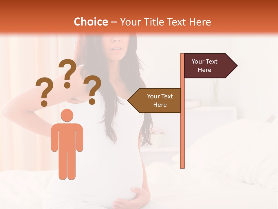A Pregnant Woman Sitting On A Bed With Her Hands On Her Hips PowerPoint Template