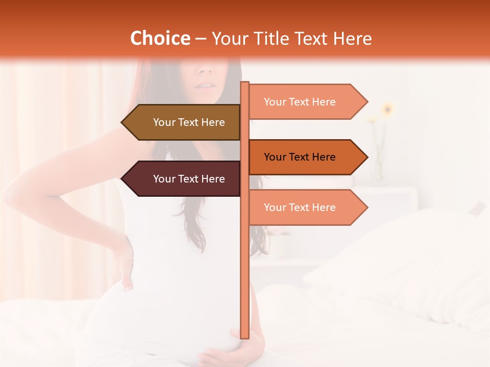 A Pregnant Woman Sitting On A Bed With Her Hands On Her Hips PowerPoint Template