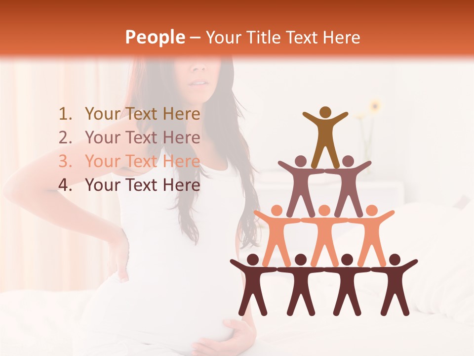 A Pregnant Woman Sitting On A Bed With Her Hands On Her Hips PowerPoint Template